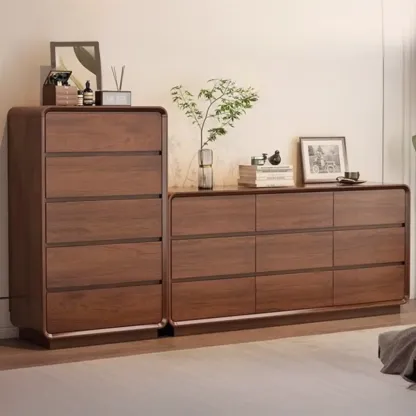 Brown Contemporary Wooden Vertical Bachelor Chest Image - 4