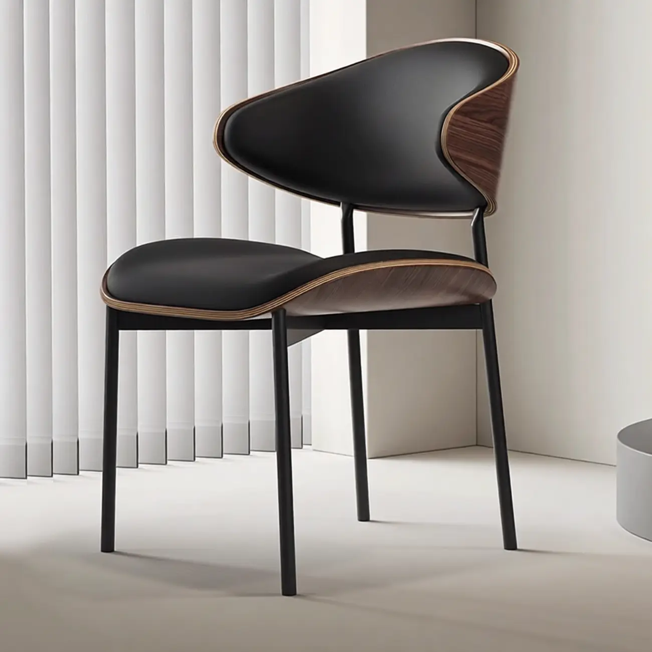 Contemporary Armless Faux Leather Dining Chair Curved Back Image - 2 | homeyfad