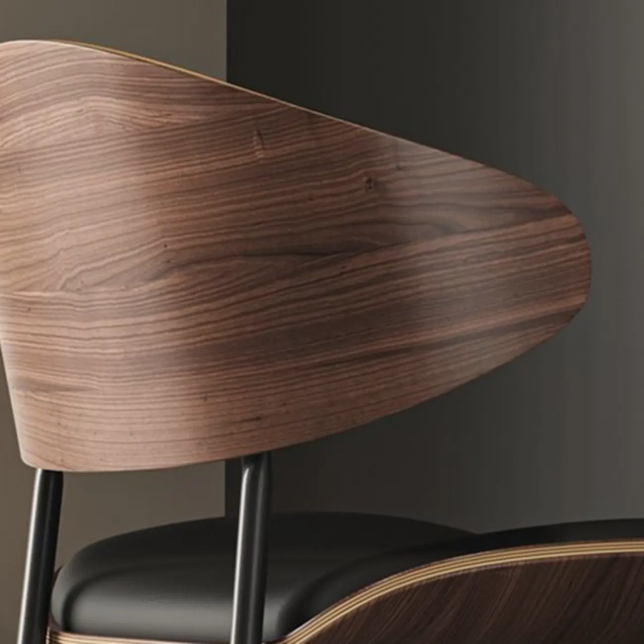 Contemporary Armless Faux Leather Dining Chair Curved Back Image - 7 | homeyfad