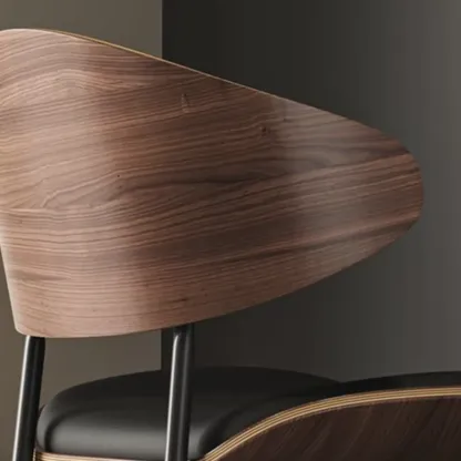 Contemporary Armless Faux Leather Dining Chair Curved Back Image - 7