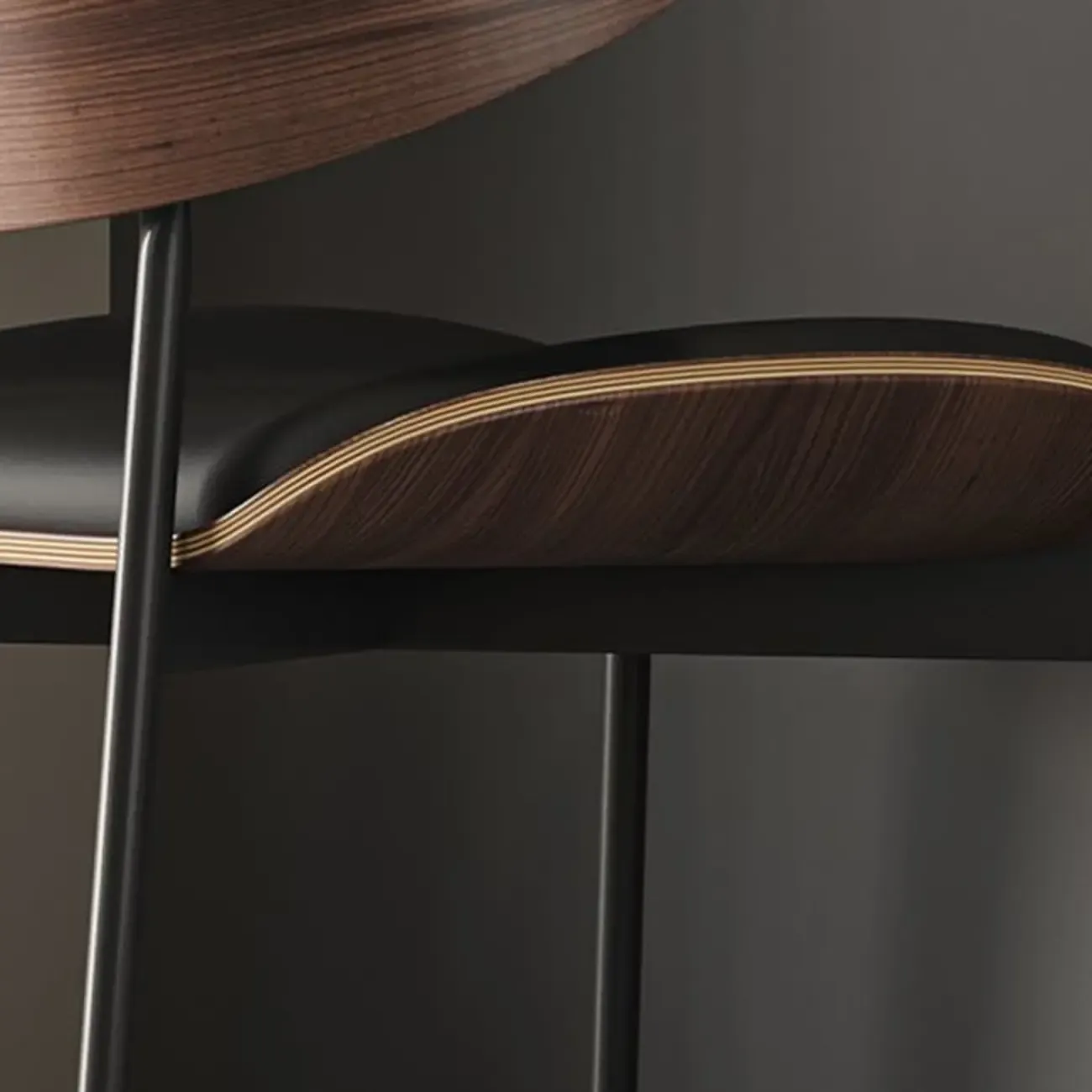 Contemporary Armless Faux Leather Dining Chair Curved Back Image - 8