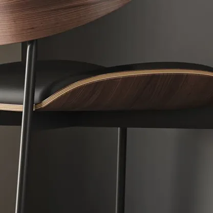 Contemporary Armless Faux Leather Dining Chair Curved Back Image - 8