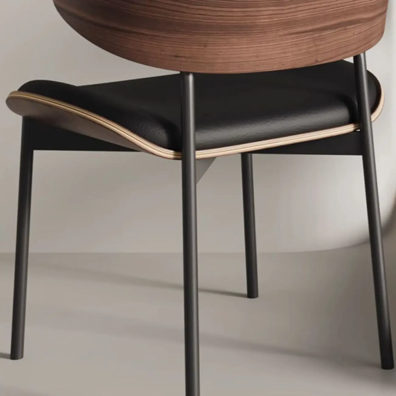 Contemporary Armless Faux Leather Dining Chair Curved Back Image - 9 | homeyfad