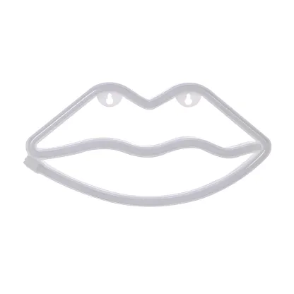 Neon  Red Lip-Shaped Wired LED Night Light Image - 4