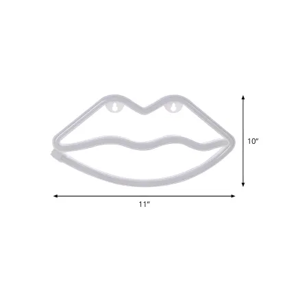 Neon  Red Lip-Shaped Wired LED Night Light Image - 5