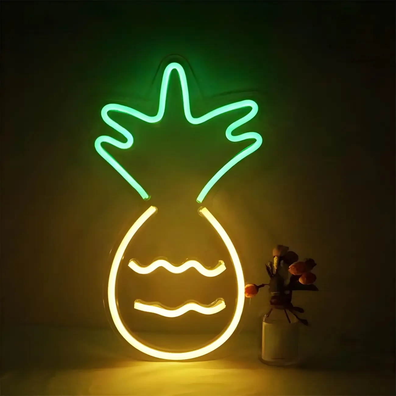 Tropical Lively Neon Pineapple LED Wall Night Light Image - 3