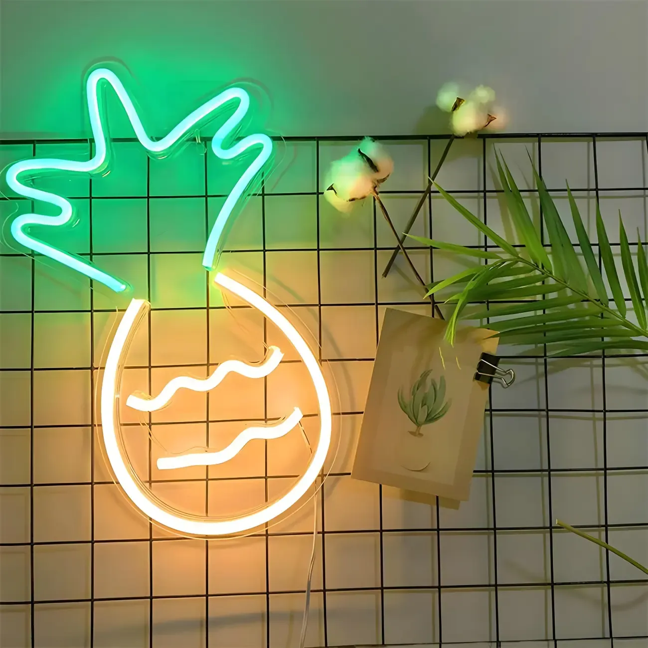 Tropical Lively Neon Pineapple LED Wall Night Light Image - 1