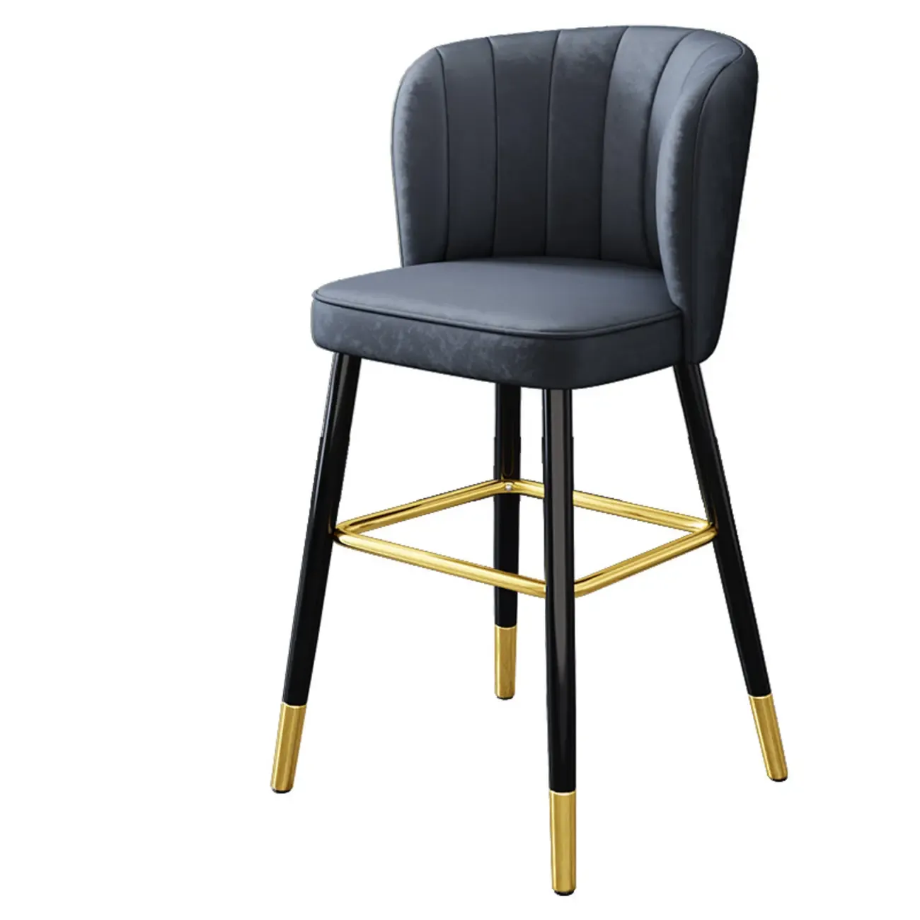 Short Upholstered Modern Counter Stools with Footrest Image - 8