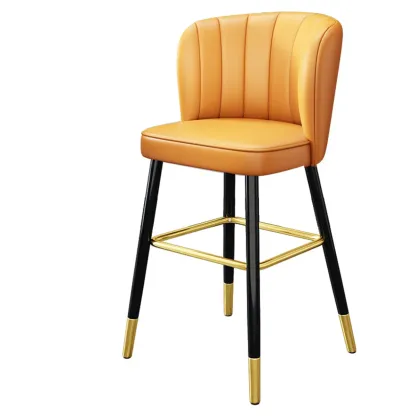 Short Upholstered Modern Counter Stools with Footrest Image - 9