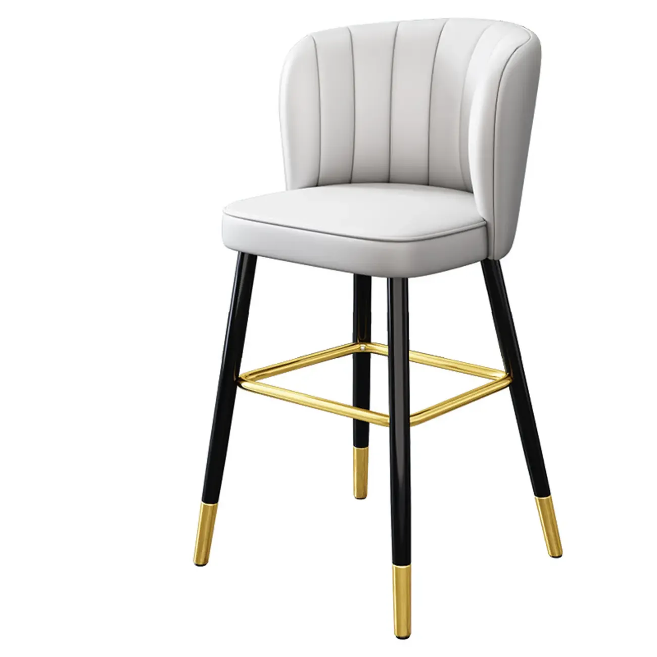 Short Upholstered Modern Counter Stools with Footrest Image - 12