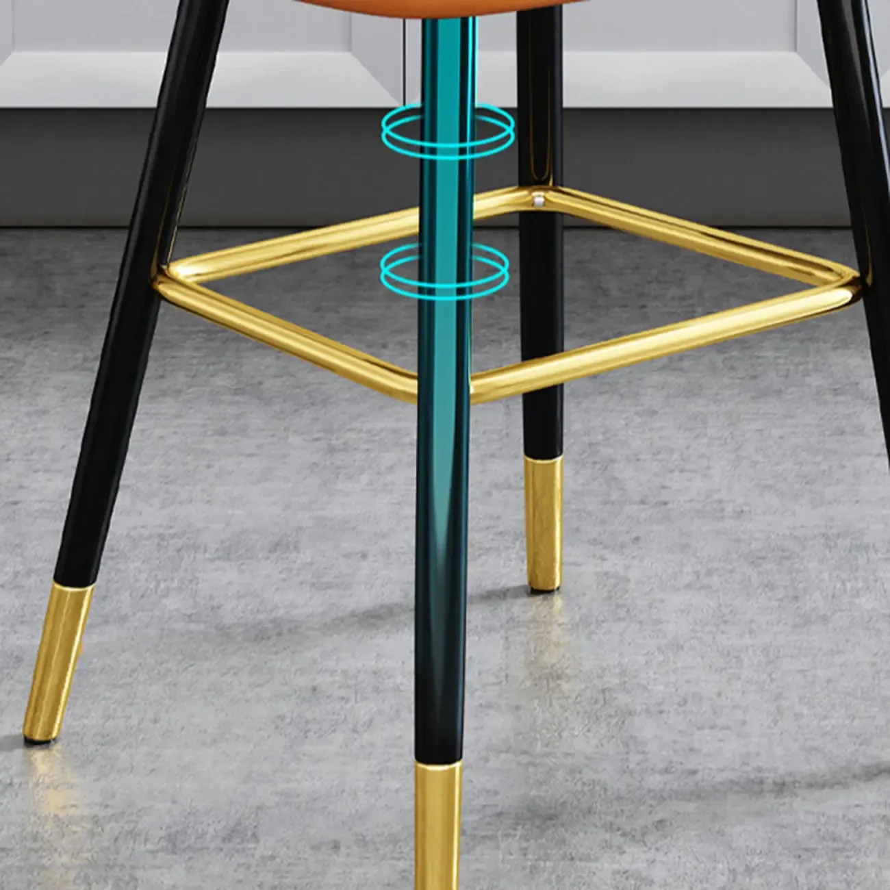 Short Upholstered Modern Counter Stools with Footrest Image - 7