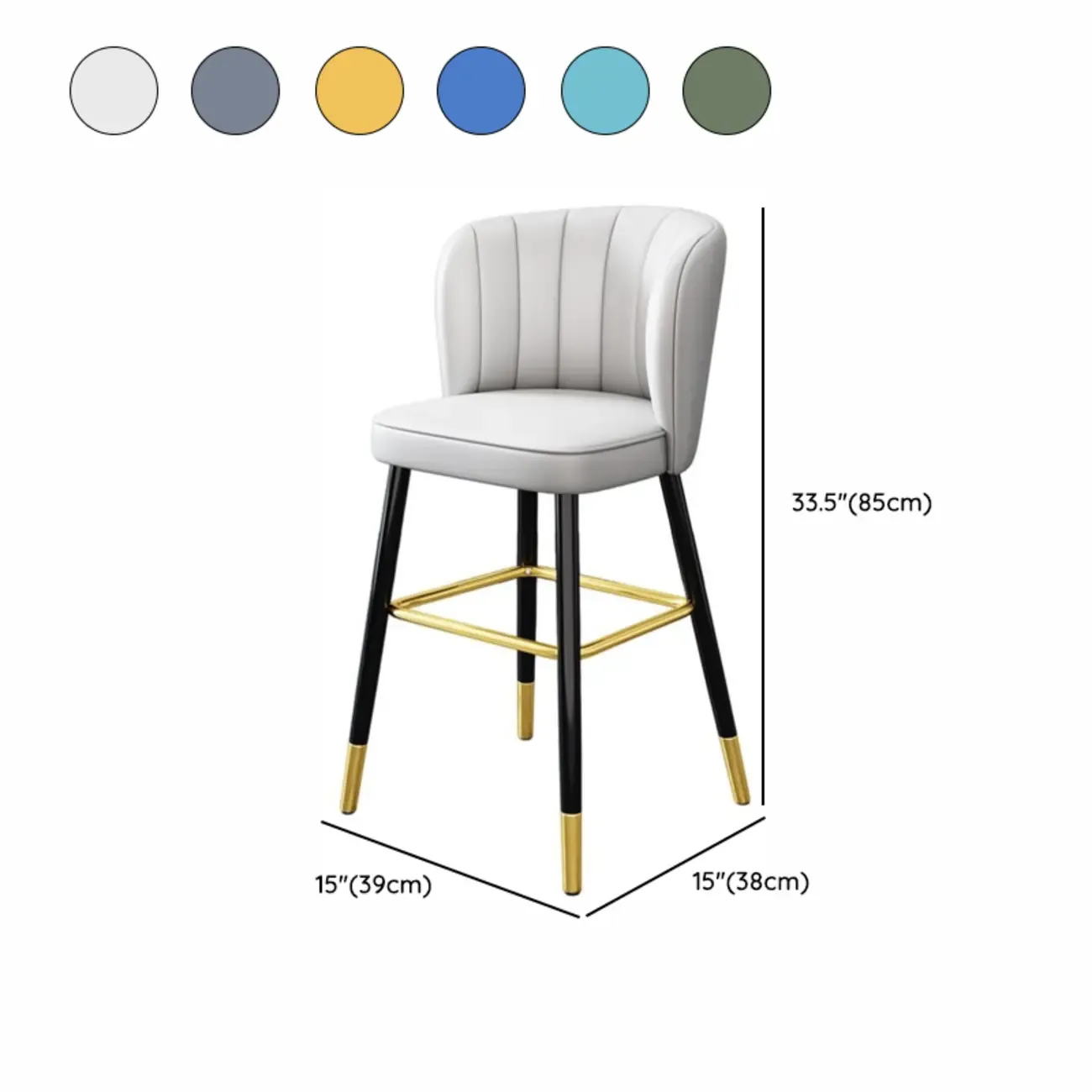 Short Upholstered Modern Counter Stools with Footrest #size