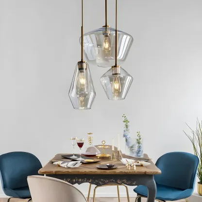 Elegant Modern Glass Geometric Pendant Light For Bedroom Image - 2