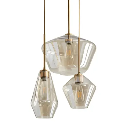 Elegant Modern Glass Geometric Pendant Light For Bedroom Image - 8