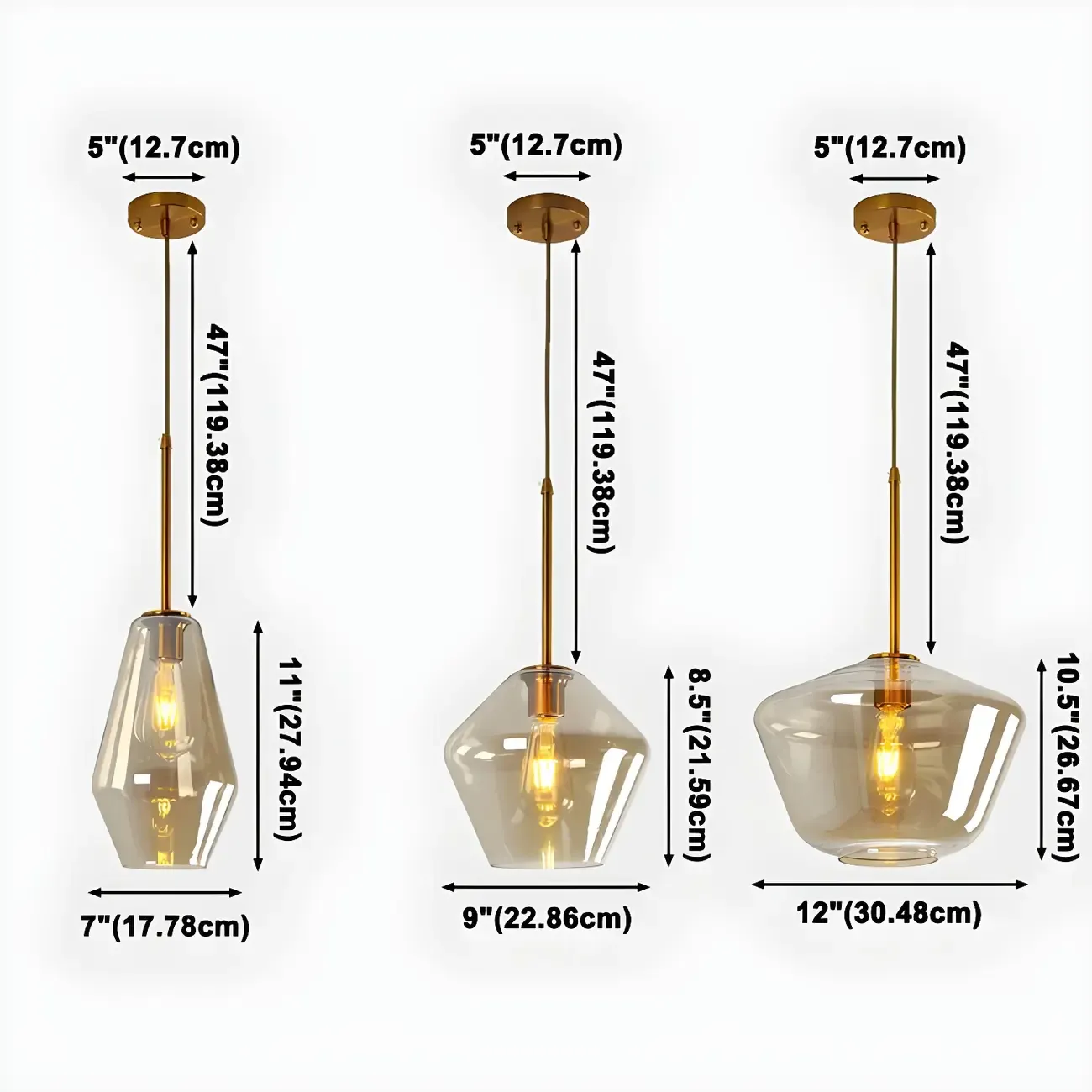 Elegant Modern Glass Geometric Pendant Light For Bedroom Image - 9