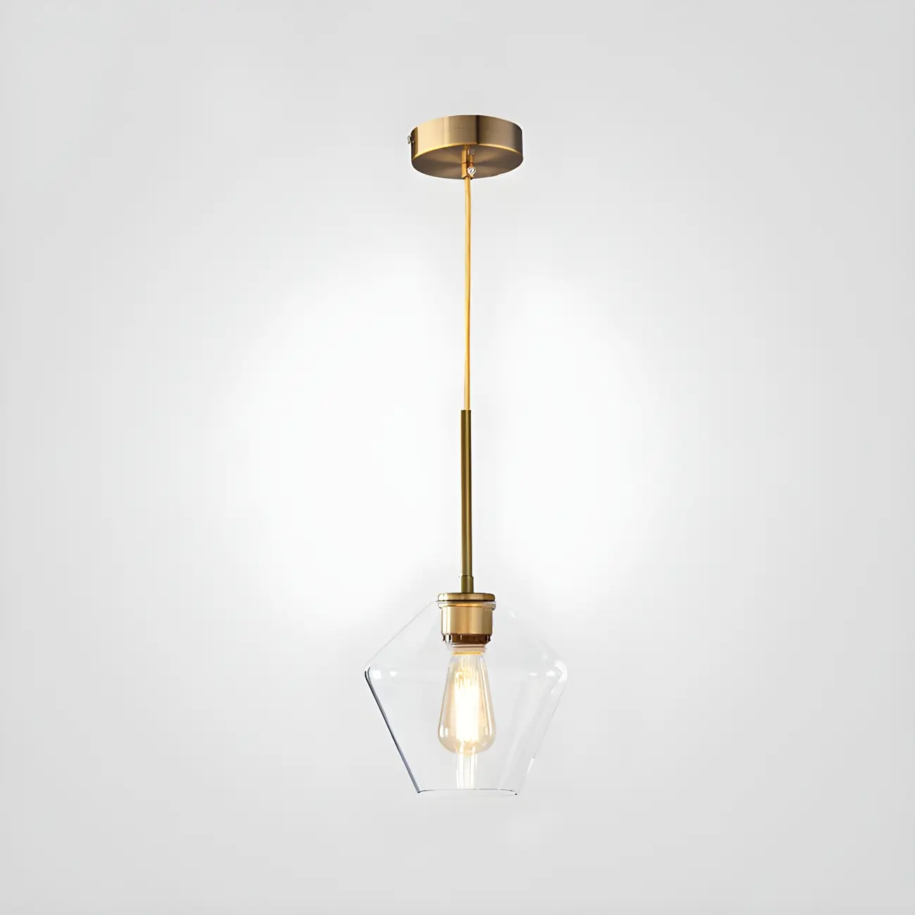 Elegant Modern Glass Geometric Pendant Light For Bedroom Image - 10 | homeyfad