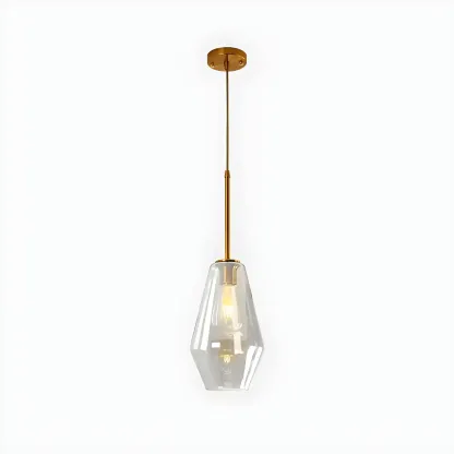 Elegant Modern Glass Geometric Pendant Light For Bedroom Image - 12