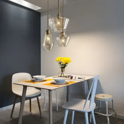 Elegant Modern Glass Geometric Pendant Light For Bedroom Image - 5