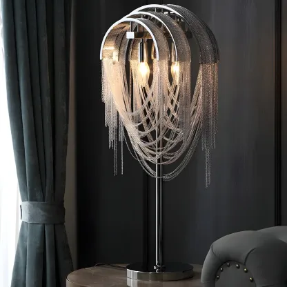 Contemporary Silver Chain Decorative Table Lamp Image - 1