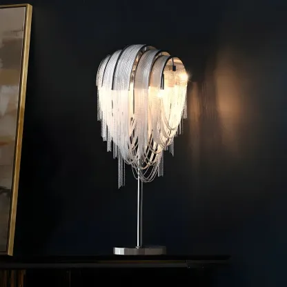 Contemporary Silver Chain Decorative Table Lamp Image - 3