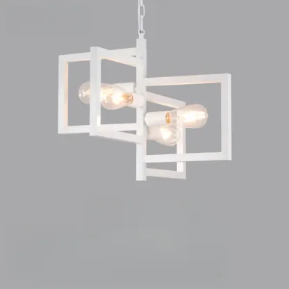 Industrial Geometric Black Metal Kitchen Pendant Light Image - 2
