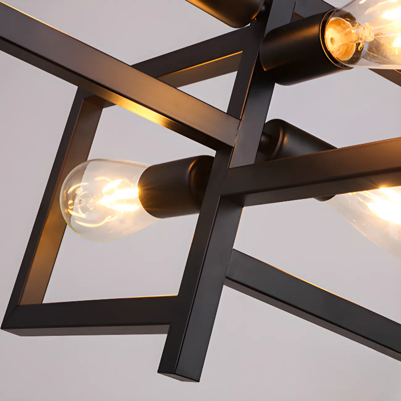 Industrial Geometric Black Metal Kitchen Pendant Light Image - 8 | homeyfad