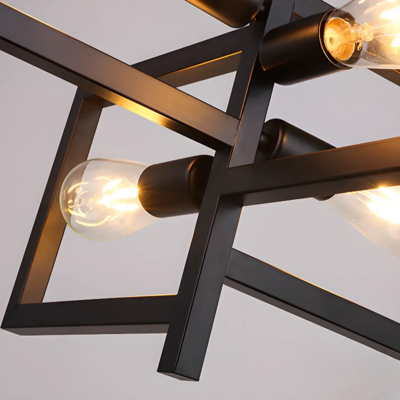 Industrial Geometric Black Metal Kitchen Pendant Light Image - 8