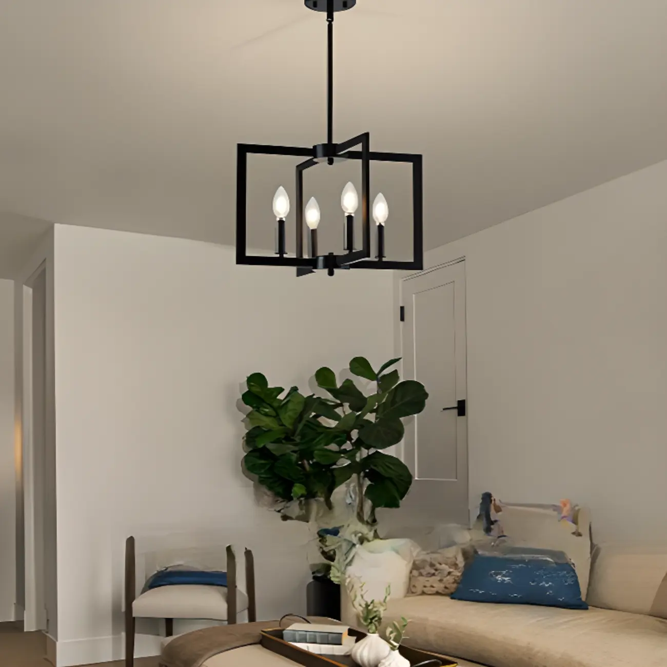 Geometric Industrial Black Candelabra Pendant Light Image - 1 | homeyfad