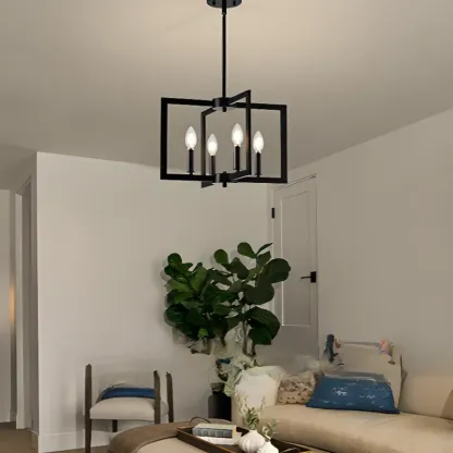 Geometric Industrial Black Candelabra Pendant Light Image - 1