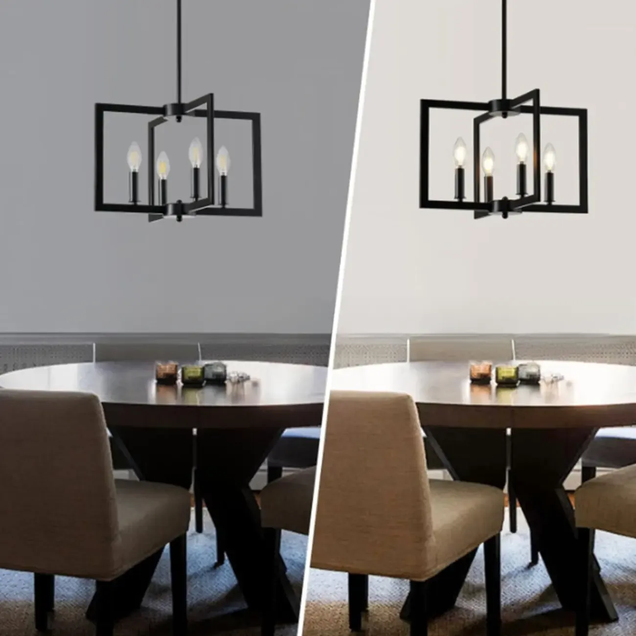 Geometric Industrial Black Candelabra Pendant Light Image - 3