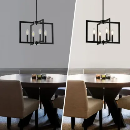 Geometric Industrial Black Candelabra Pendant Light Image - 3