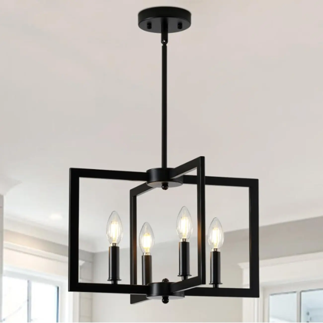 Geometric Industrial Black Candelabra Pendant Light Image - 4 | homeyfad