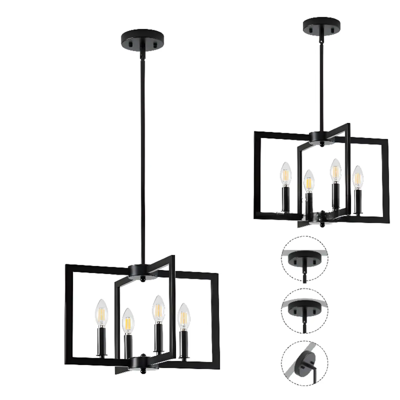 Geometric Industrial Black Candelabra Pendant Light Image - 5 | homeyfad