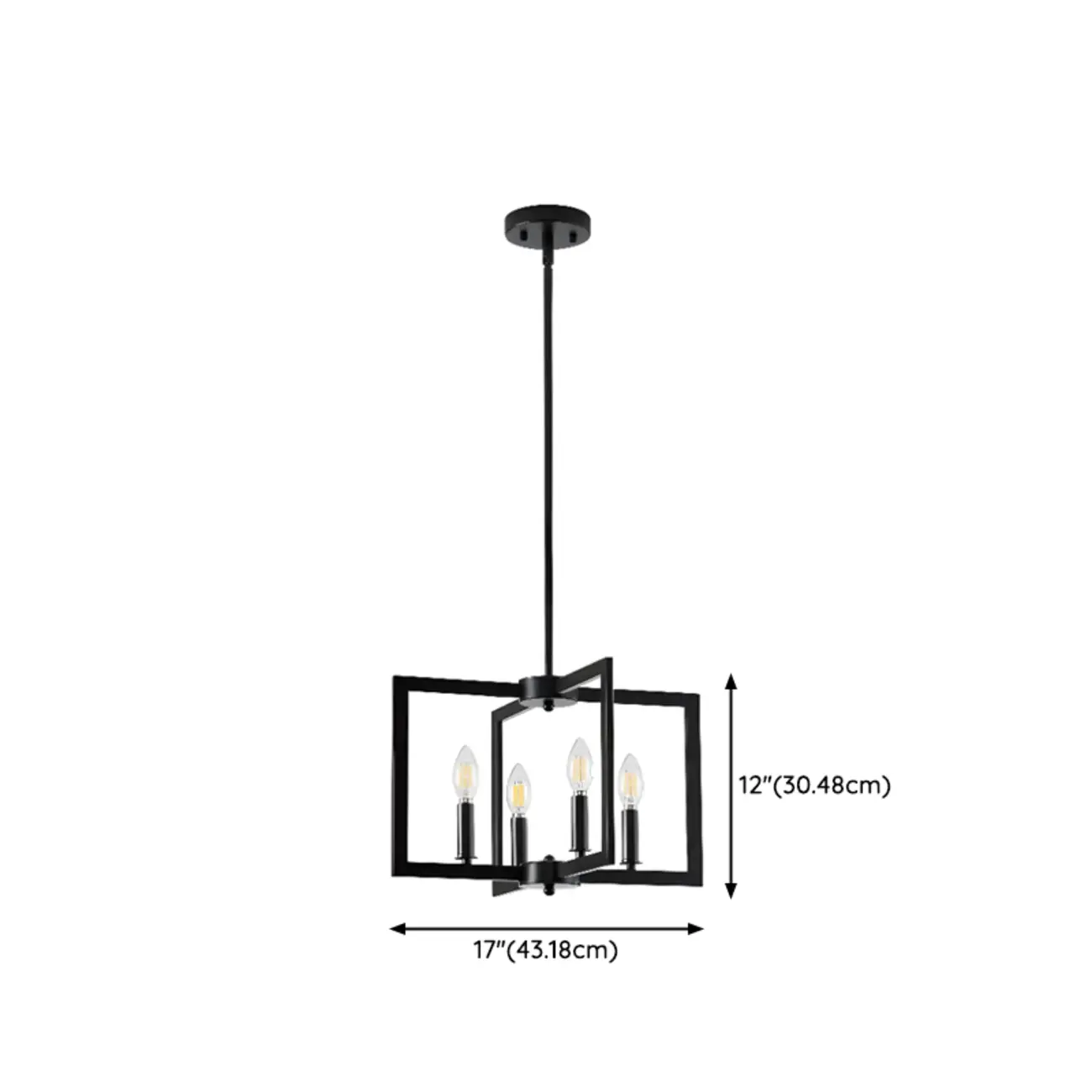 Geometric Industrial Black Candelabra Pendant Light #size | homeyfad