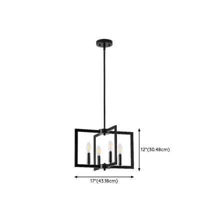 Geometric Industrial Black Candelabra Pendant Light #size
