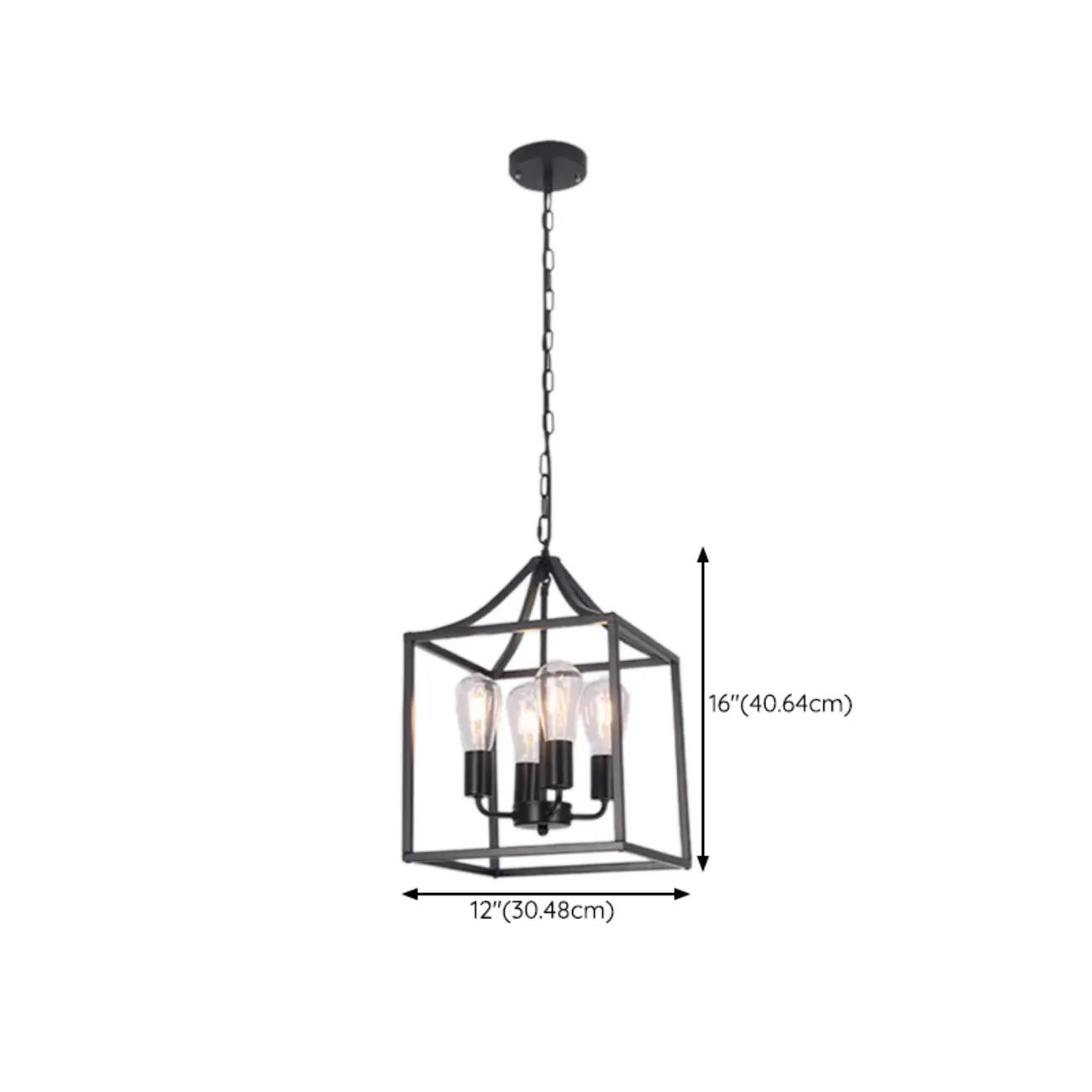 Industrial Black Metal Geometric Chain Pendant Light Image - 16 | homeyfad