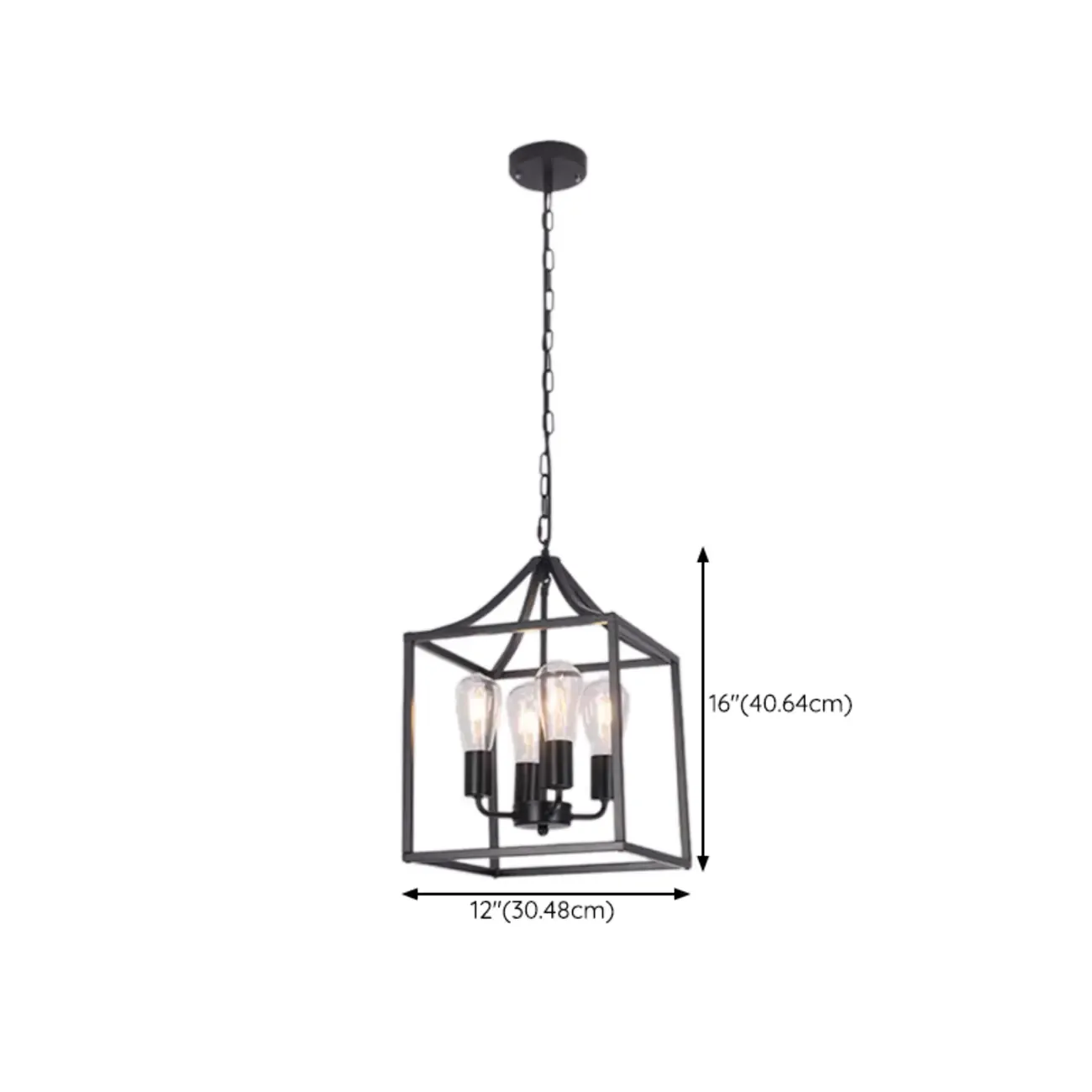 Industrial Black Metal Geometric Chain Pendant Light Image - 16