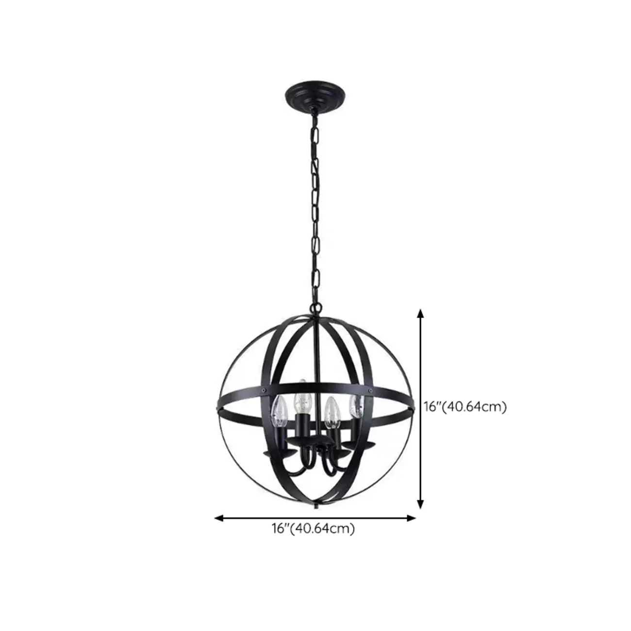 Industrial Black Metal Geometric Chain Pendant Light Image - 18 | homeyfad