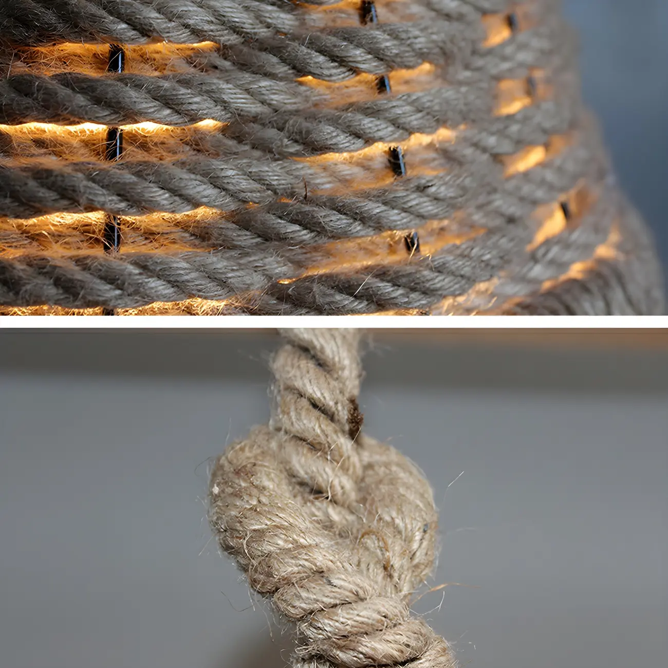 Rustic Rope Orb Frame Chandelier with Candle Design Image - 4 | homeyfad