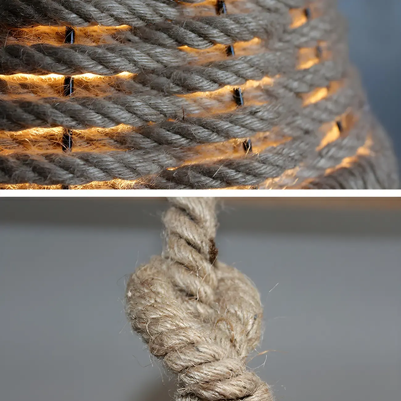 Rustic Rope Orb Frame Chandelier with Candle Design Image - 4