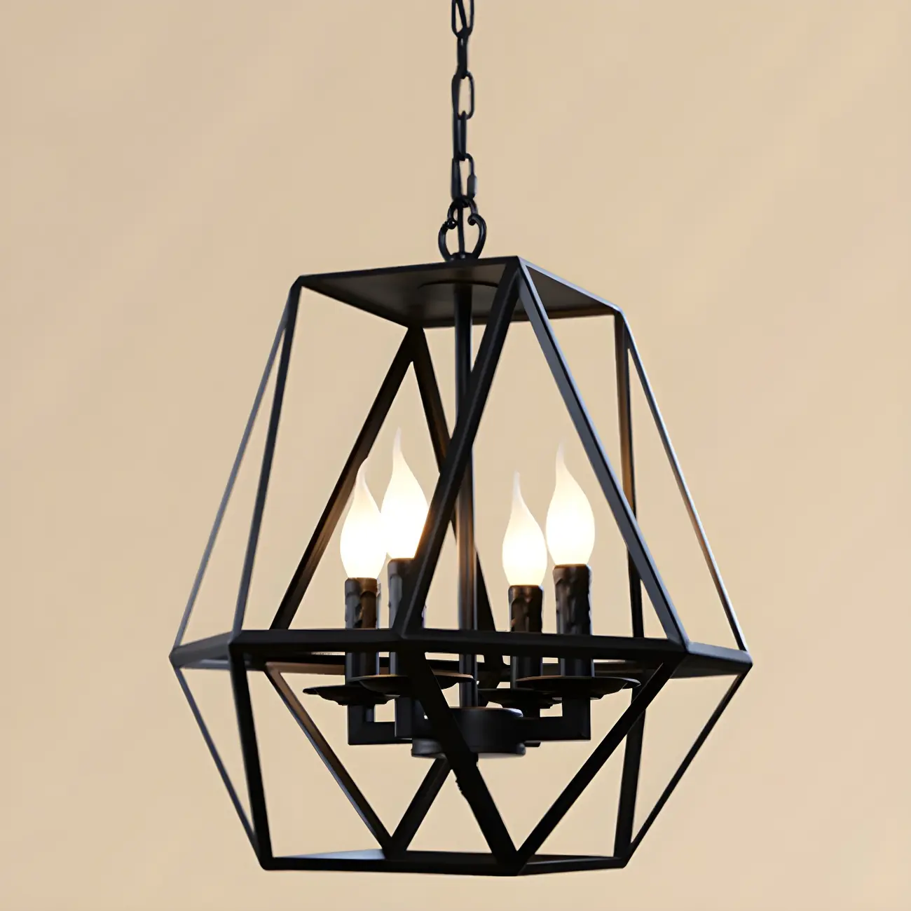 Black Geometric Metal Cage Industrial Pendant Light Image - 1 | homeyfad