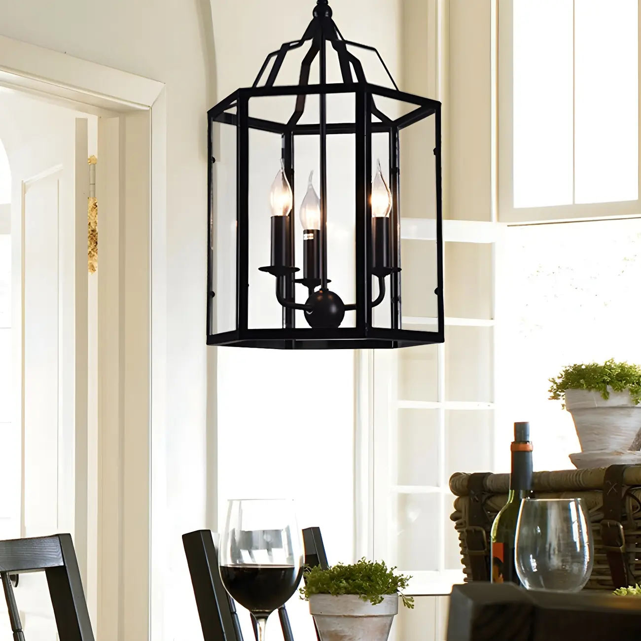 Black Geometric Metal Cage Industrial Pendant Light Image - 4 | homeyfad