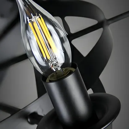 Black Geometric Metal Cage Industrial Pendant Light Image - 7
