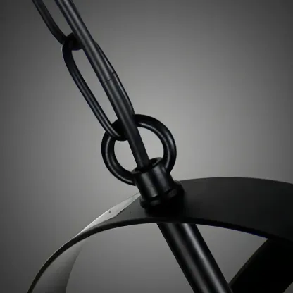 Black Geometric Metal Cage Industrial Pendant Light Image - 9