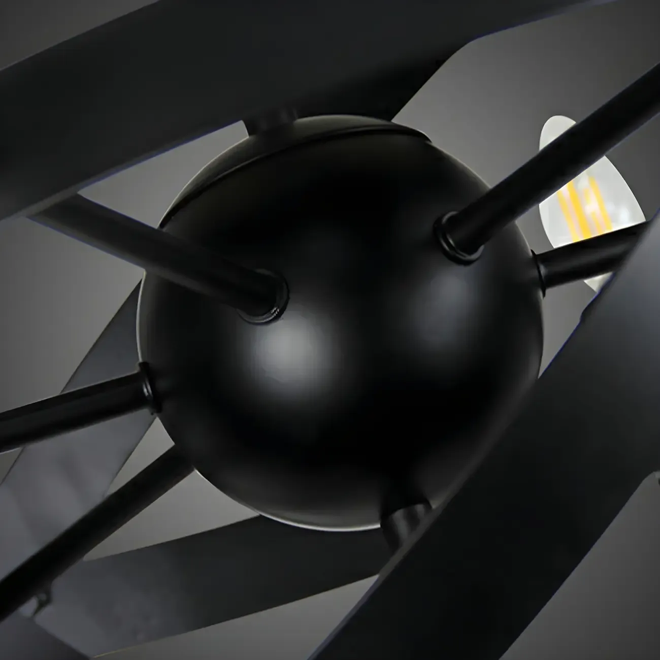 Black Geometric Metal Cage Industrial Pendant Light Image - 10