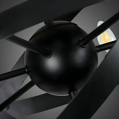 Black Geometric Metal Cage Industrial Pendant Light Image - 10