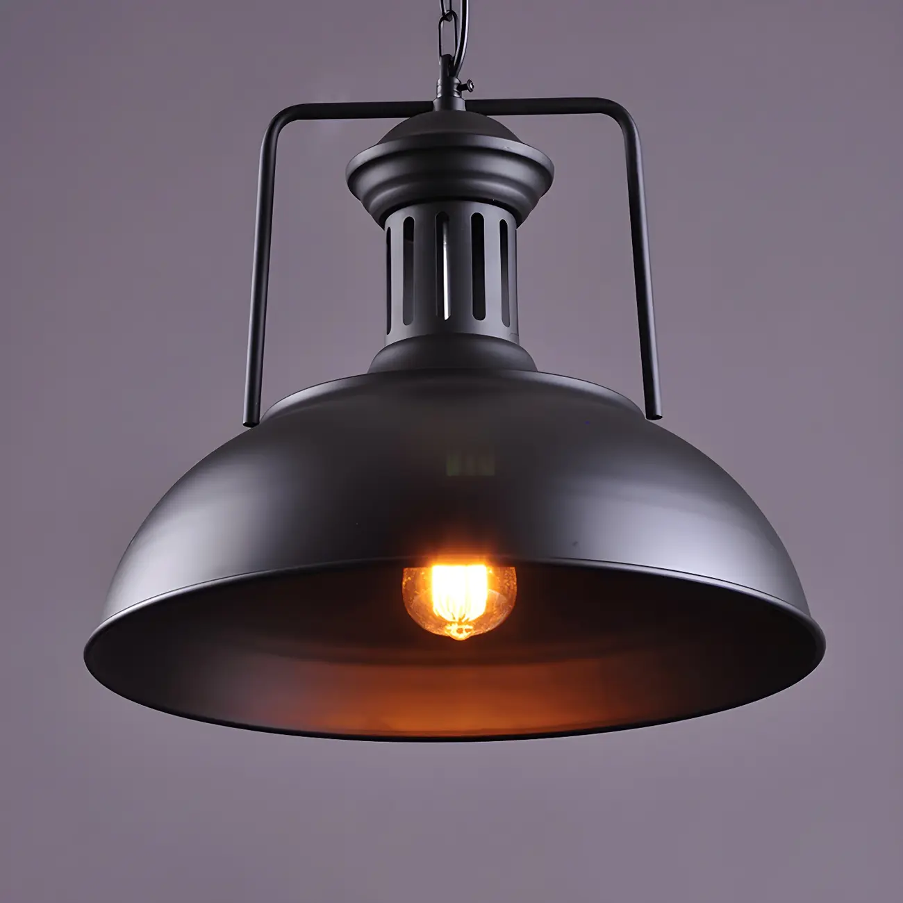 Industrial Black Dome Pendant Light for Kitchen Island Image - 6 | homeyfad
