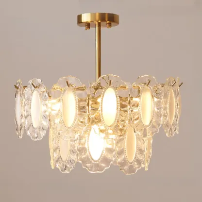 Elegant Gold Linear Crystal Glass Chandelier Multi-tier Image - 3