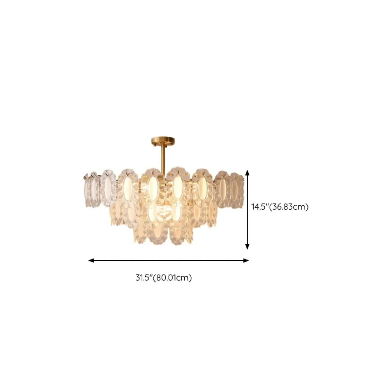 Elegant Gold Linear Crystal Glass Chandelier Multi-tier Image - 13