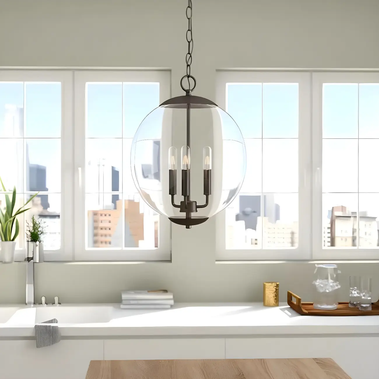 Black Linear Glass Modern Crystal Chandelier Light Image - 2 | homeyfad